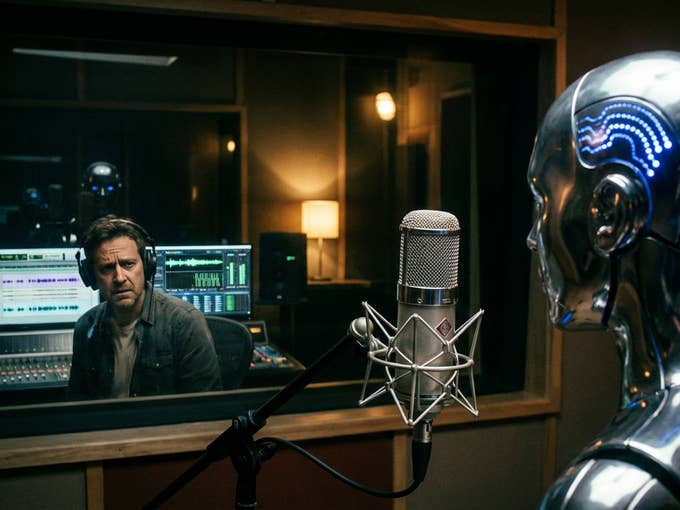 Im Studio spricht eine Roboterstimme die Vocals ein.