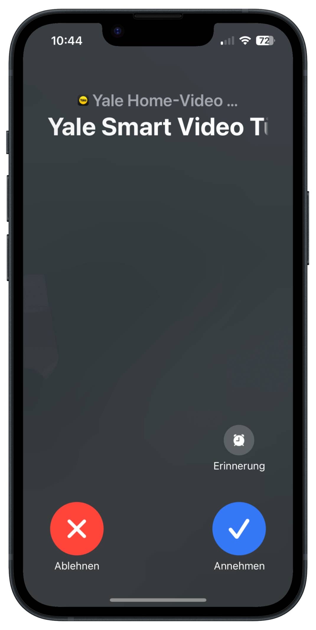 Eingehende Klingelsignale erreichen Euch unmittelbar als Anruf, wobei das System die Verbindung zur Kamera in kürzester Zeit bereitstellt.