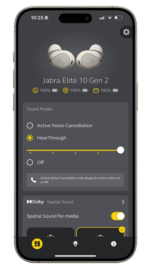 Jabra Sound+ Kopfhörer-Einstellungen für die Jabra Elite 10 Gen 2