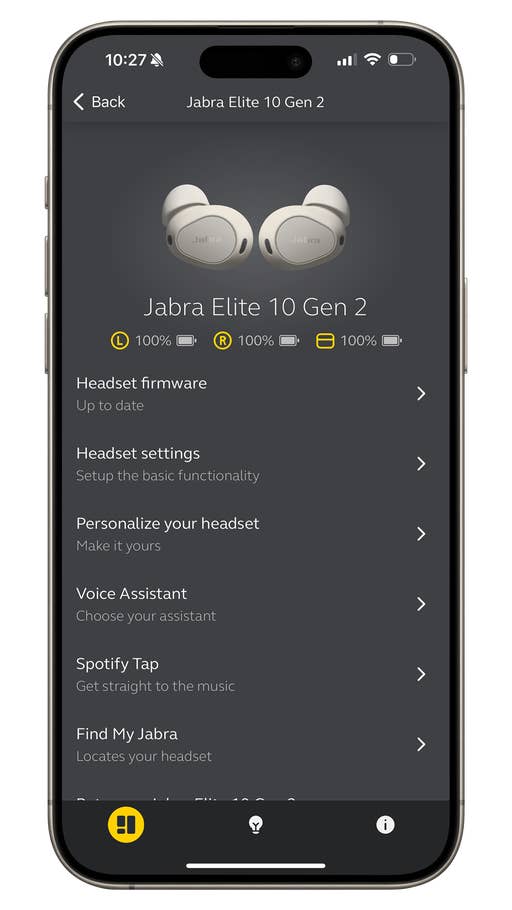 Jabra Sound+ Kopfhörer-Einstellungen für die Jabra Elite 10 Gen 2