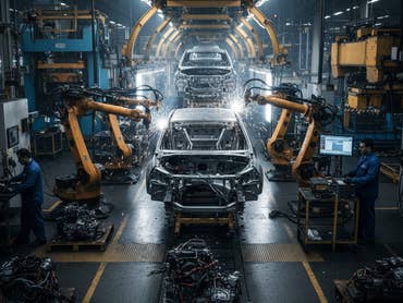 Blick in ein Autowerk.