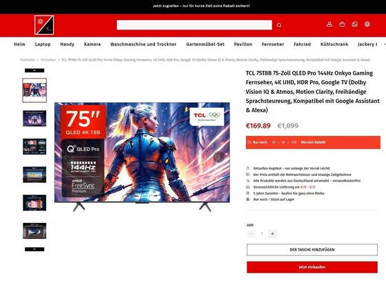 MediaMarkt: TCL-TV mit 75 Zoll für nur 170 Euro – Mega-Deal oder Geldfalle?