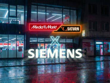 MediaMarkt- und Siemens-Logo vor einer MediaMarkt-Ladenfront