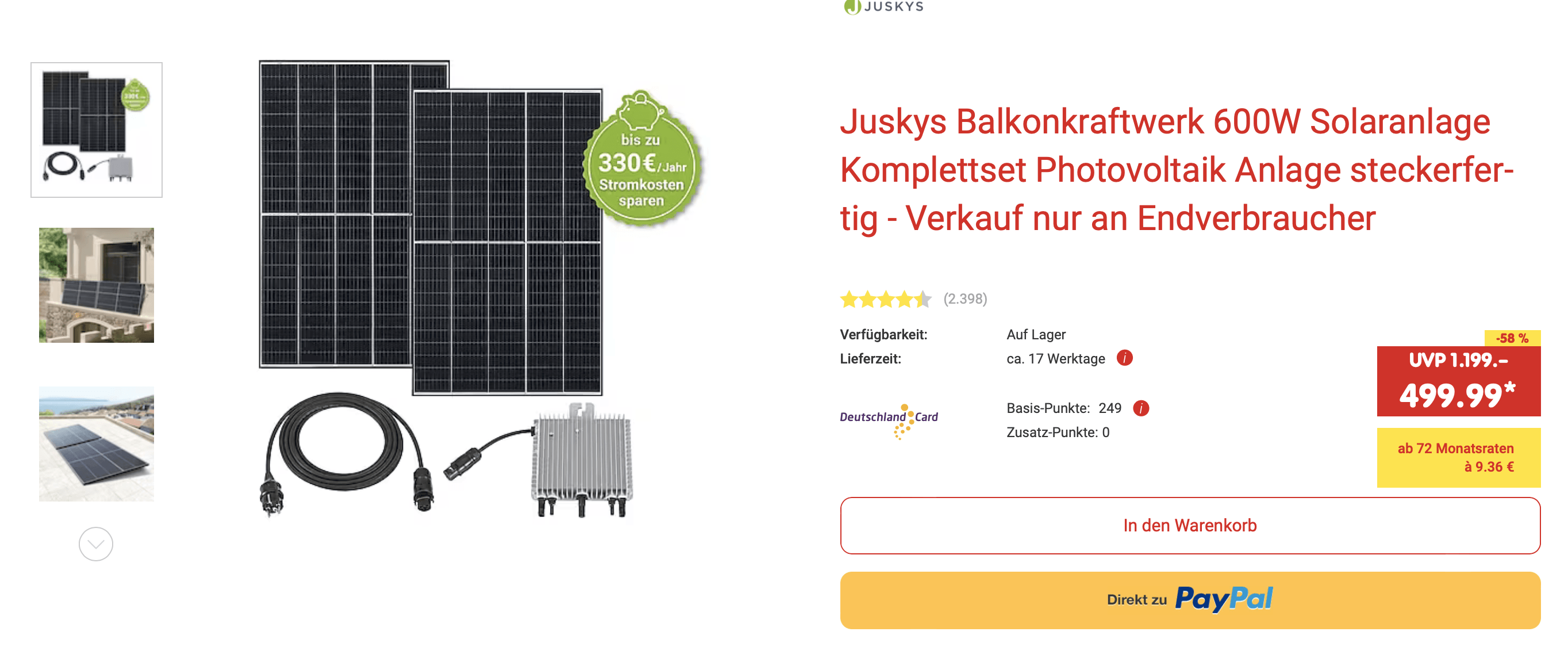 Balkonkraftwerk beim Discounter im Angebot