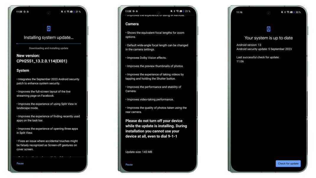 Screenshots des OnePlus Open