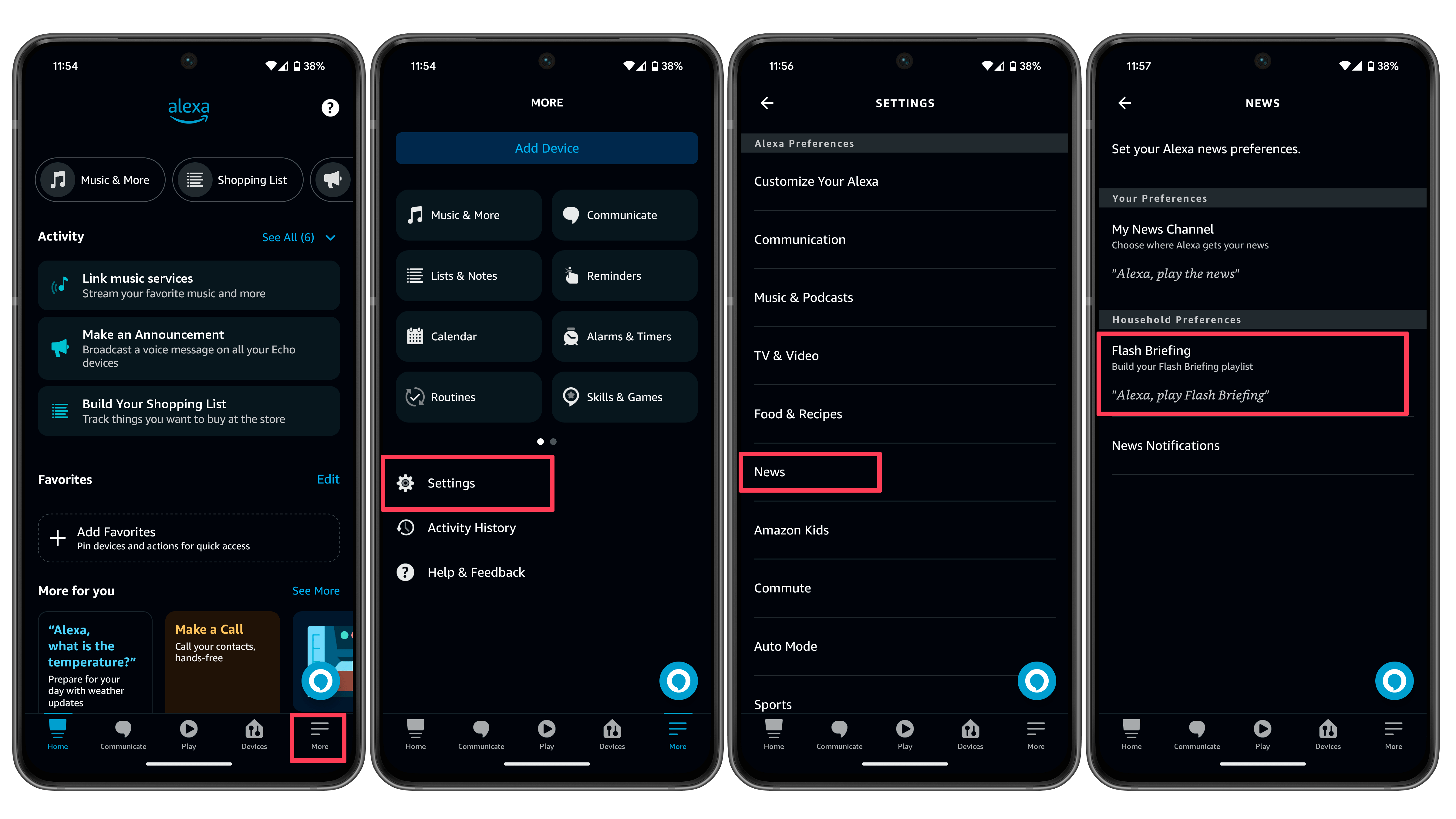 Screenshots der Alexa App