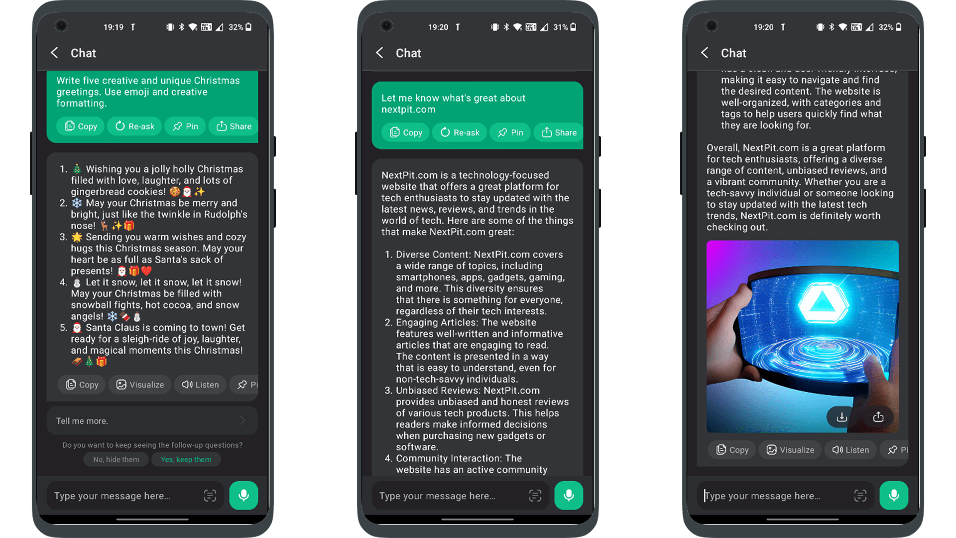 Screenshots der ChatOn-App