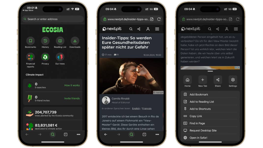 Ecosia Browser Screenshots