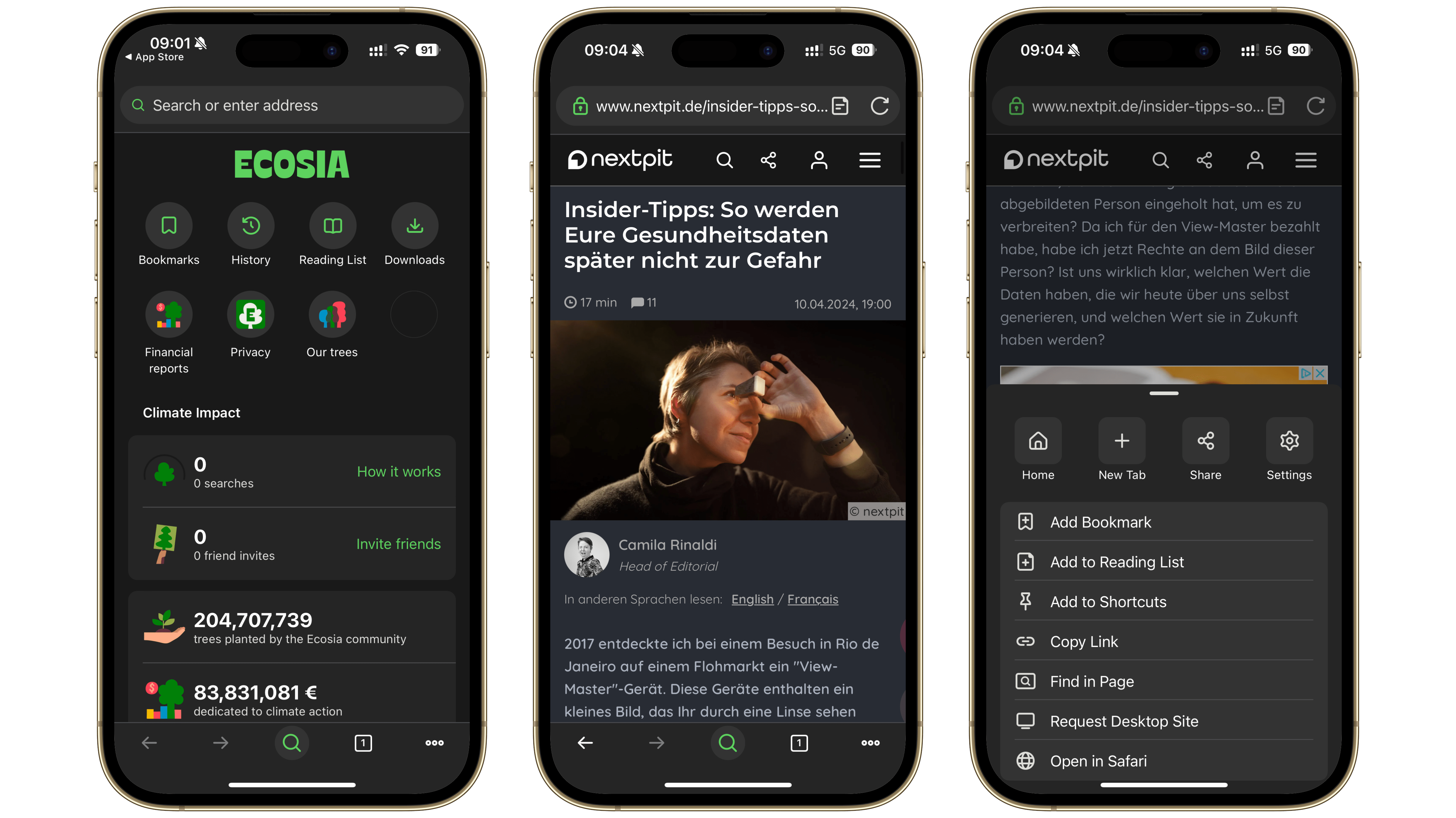 Ecosia Browser Screenshots