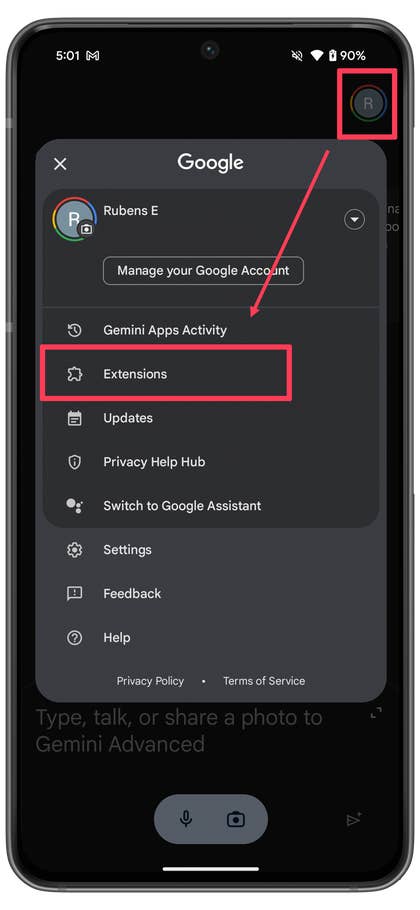 YouTube-Integration auf dem Gemini Assistant.