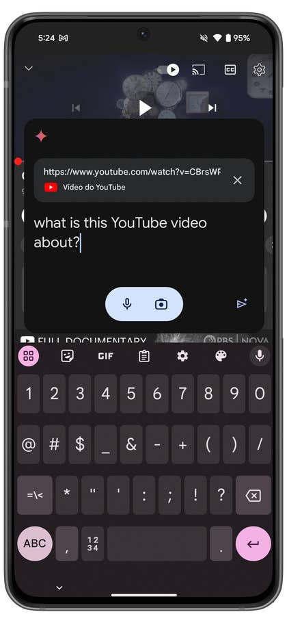 YouTube-Integration auf dem Gemini Assistant.