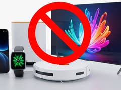 Verschiedene elektronische Geräte mit einem roten 'Nein'-Symbol, das ein Verbot für Geräte anzeigt.