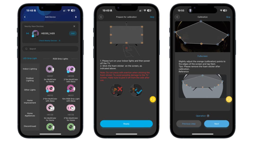 Govee TV Backlight 3 Lite: Screenshots vom Setup