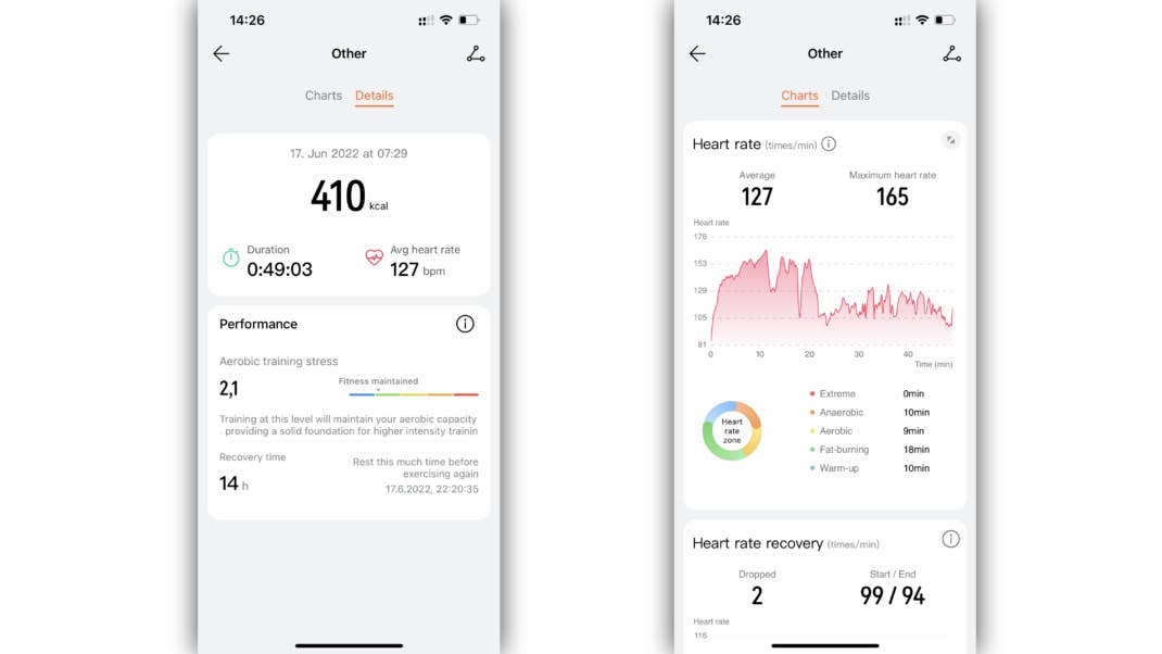 Screenshots: Huawei Health mit Watch GT3 Pro