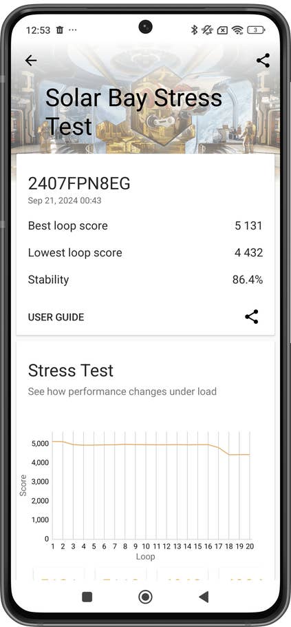 Screenshot vom 3DMark-Benchmark-Test auf dem Xiaomi 14T Pro