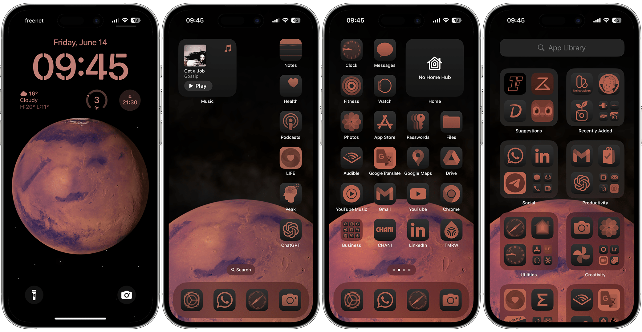Screenshots zeigen das neue Dark-Mode-Setup unter iOS 18