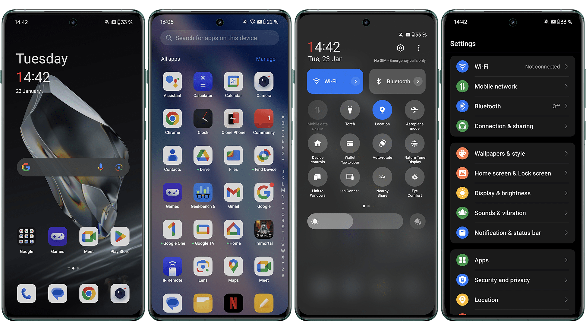 Screenshots der OnePlus12-Benutzeroberfläche