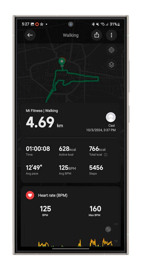 Screenshot der Mi-Fitness-App