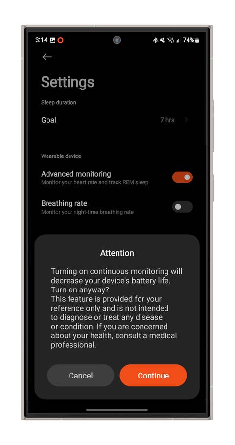 Screenshot der Mi-Fitness-App