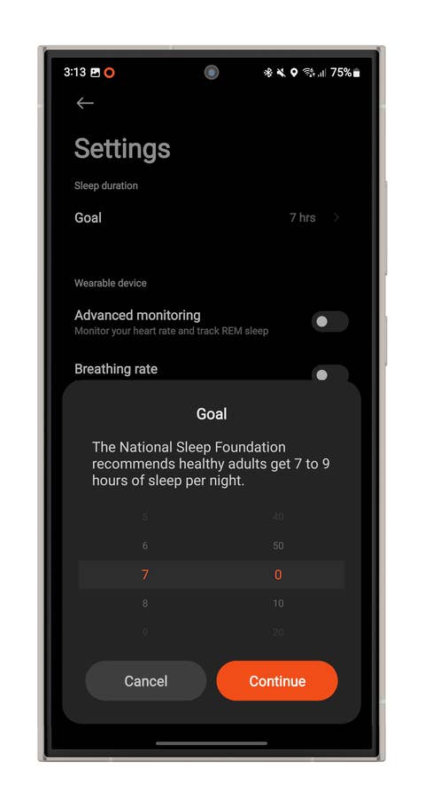 Screenshot der Mi-Fitness-App