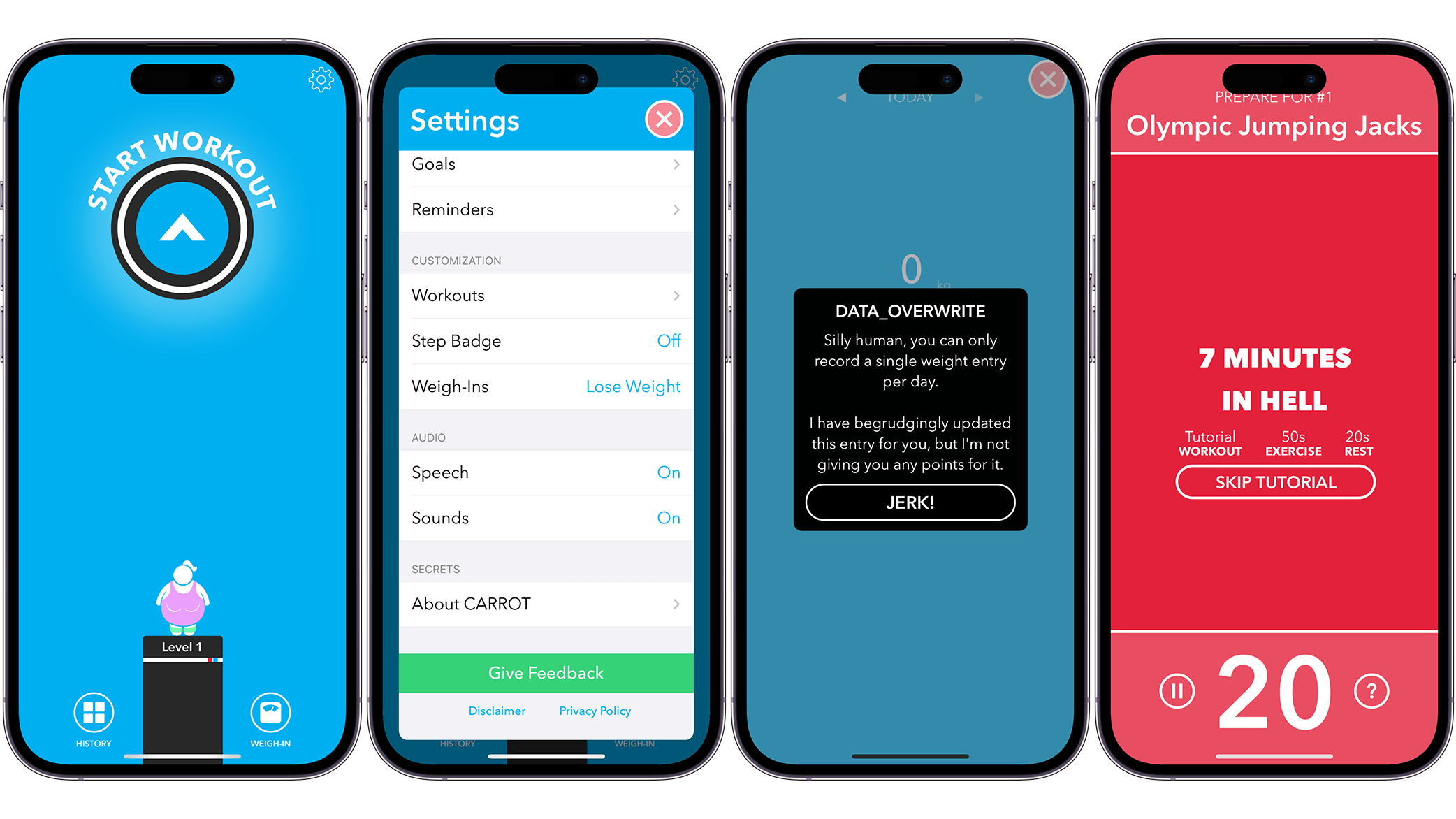 Screenshots der App Carrot Fit