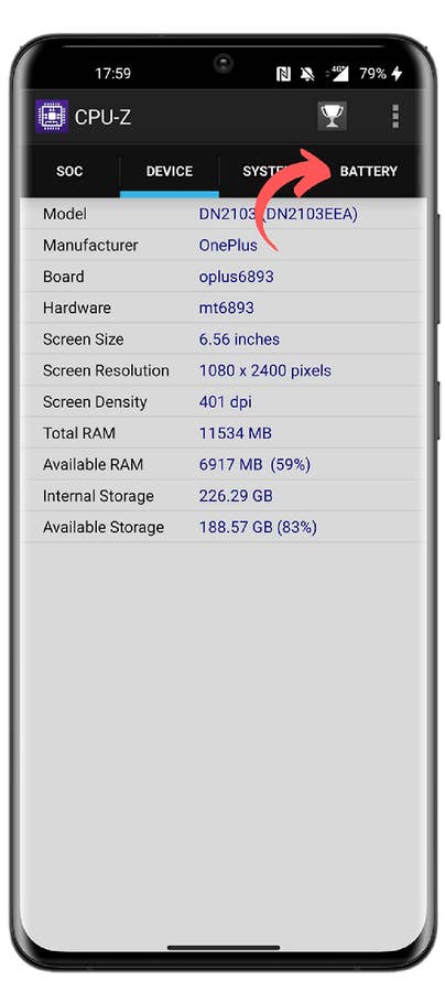 Screenshot der App CPU-Z