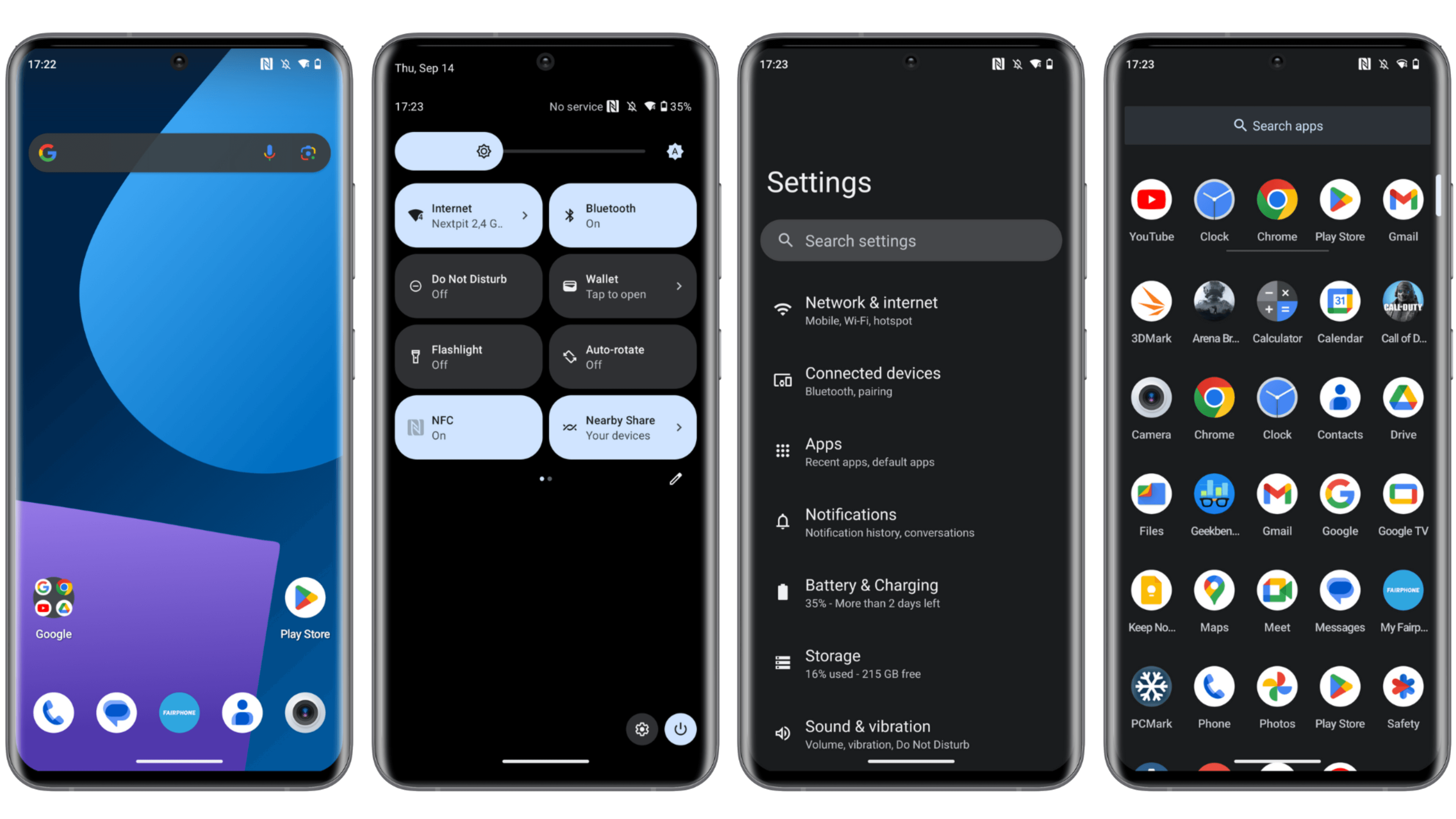 Screenshots der Software auf dem Fairphone 5 Screenshots der Software auf dem Fairphone 5