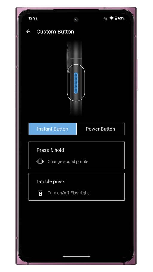 HMD Skyline-Screenshot aus dem Menü Custom Button