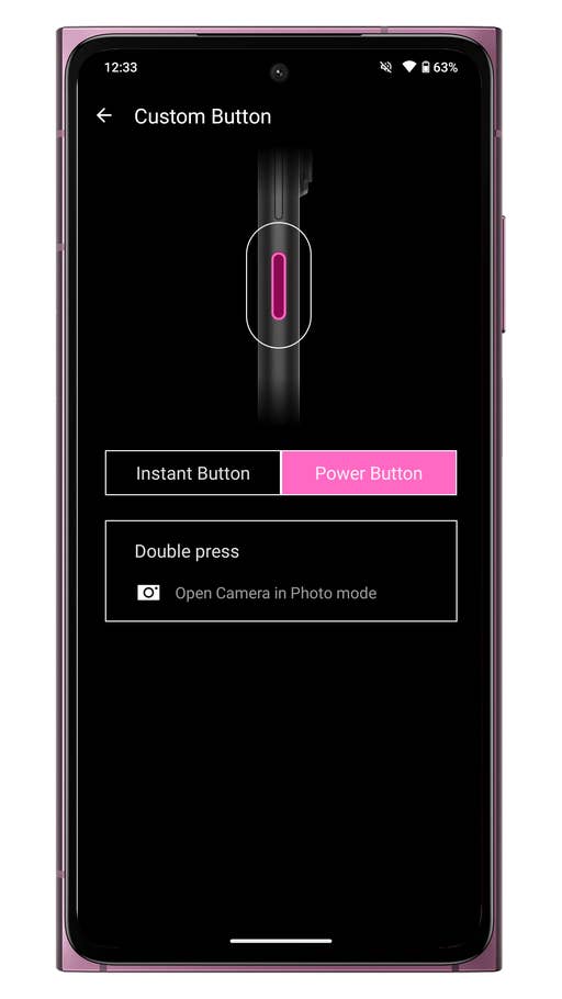 HMD Skyline-Screenshot aus dem Menü Custom Button