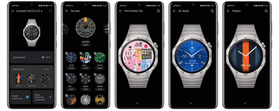 Verschiedene Watch-Faces für die Huawei Watch GT 4