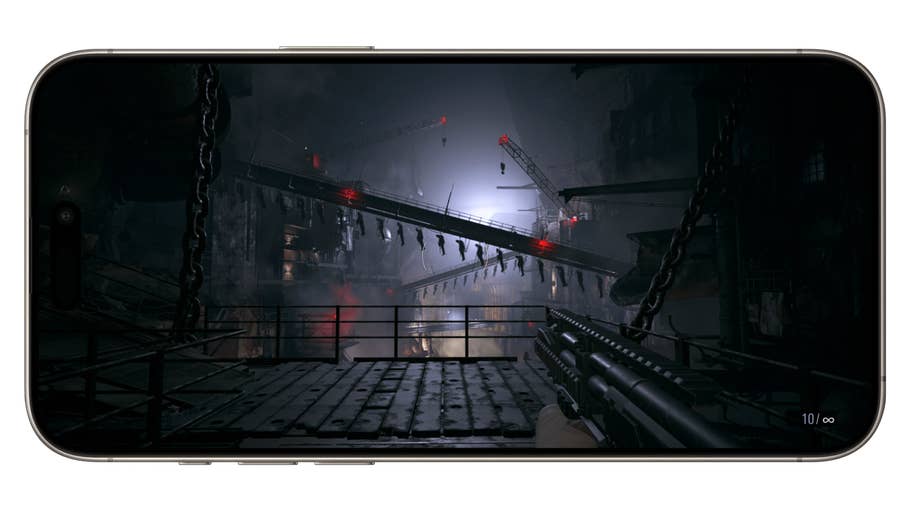 Resident Evil Village Lichteffekt-Screenshot auf dem iPhone 15 Pro Max