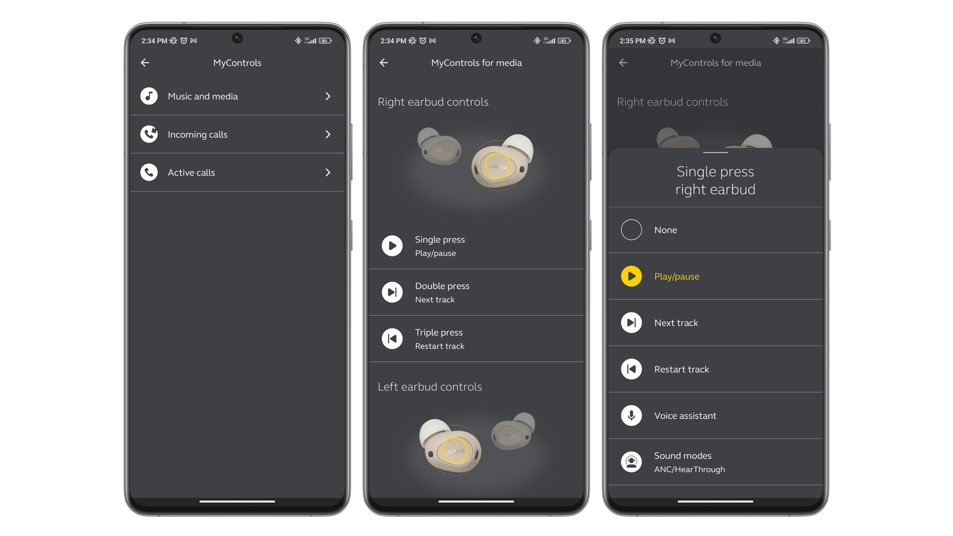 Screenshots der Jabra-Sound+-App