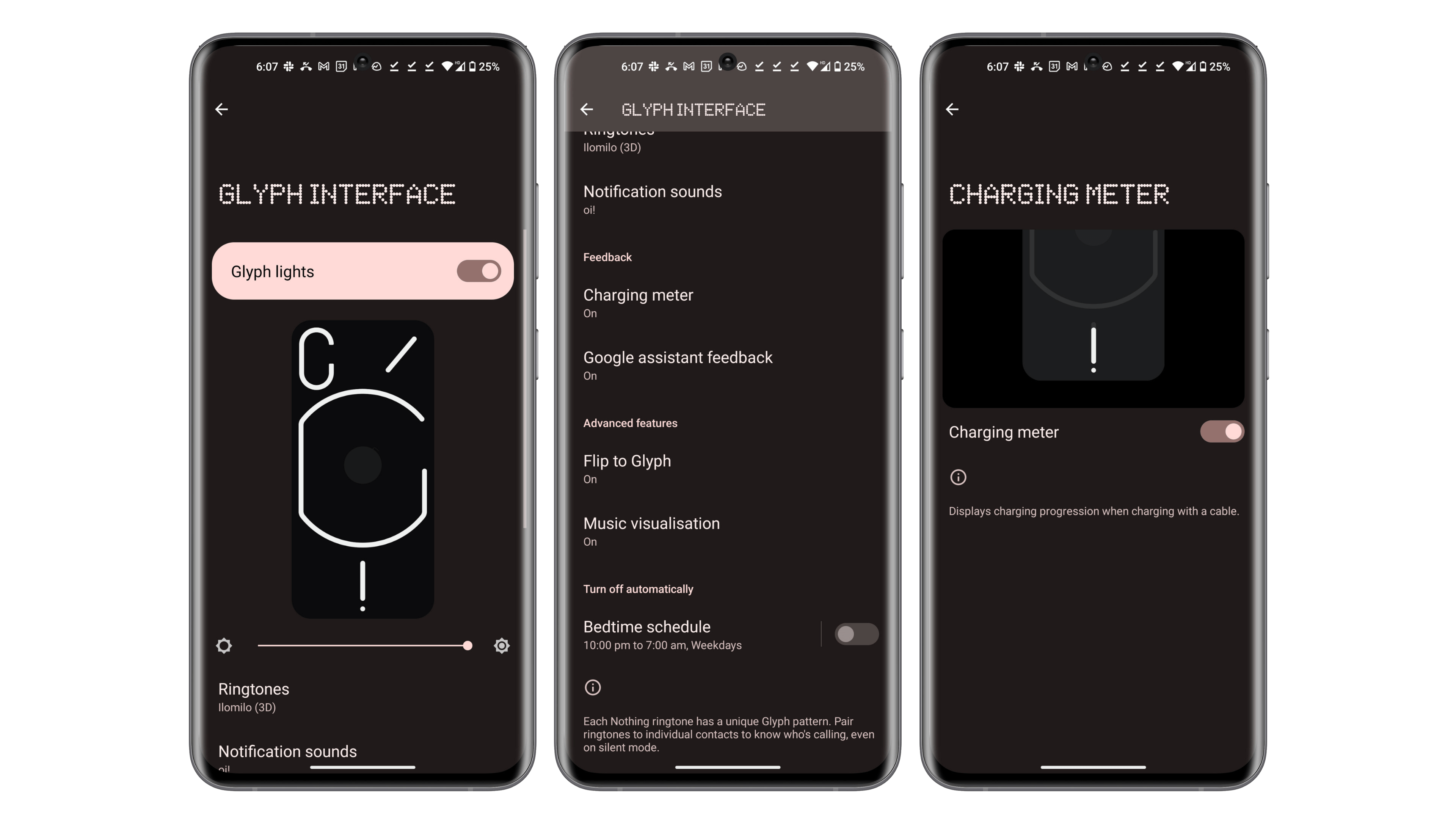 Screenshots der Einstellungen auf dem Nothing Phone (1)