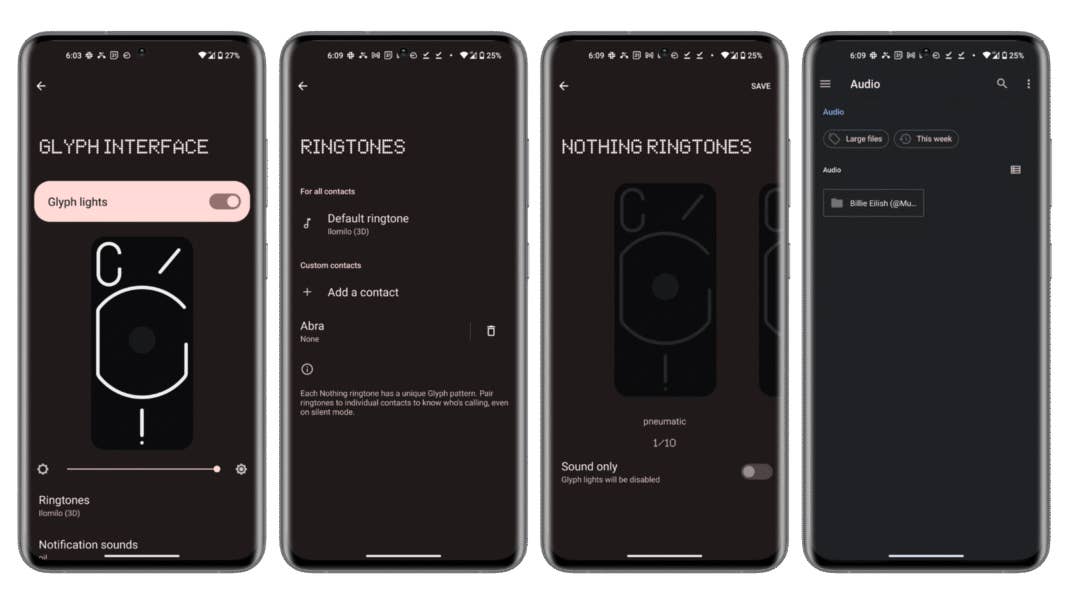Screenshots der Einstellungen auf dem Nothing Phone (1) Screenshots der Einstellungen auf dem Nothing Phone (1)