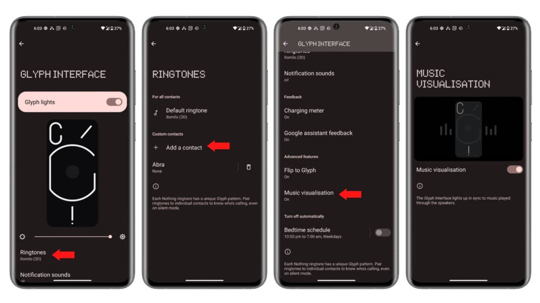 Glyph-Einstellungen auf dem Nothing Phone (1) Glyph-Einstellungen auf dem Nothing Phone (1)