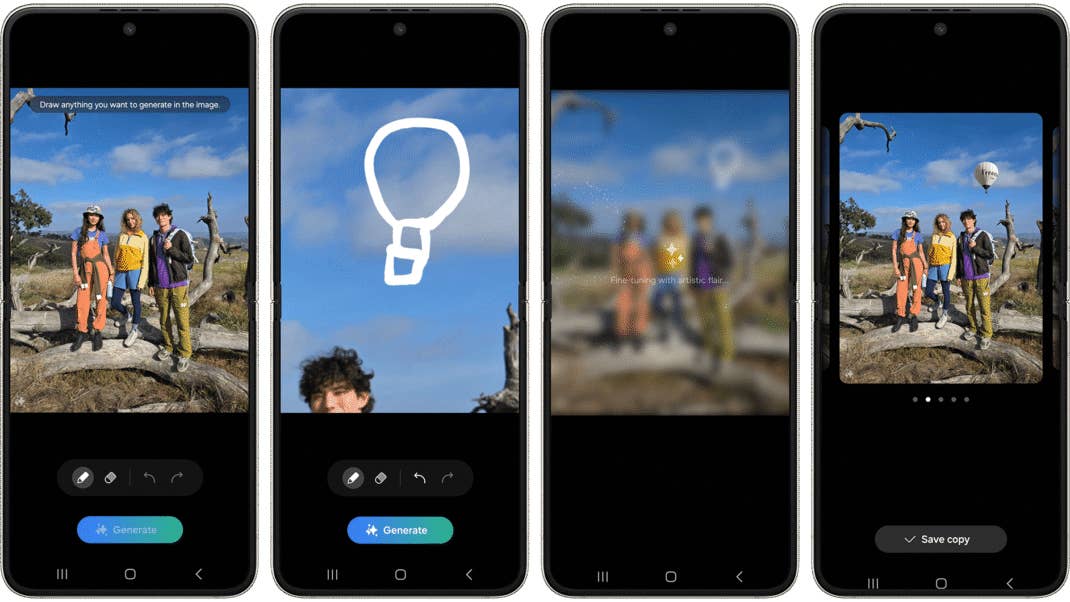 Screenshots zeigen, wie die KI-Zeichenfunktion funktioniert Screenshots zeigen, wie die KI-Zeichenfunktion funktioniert