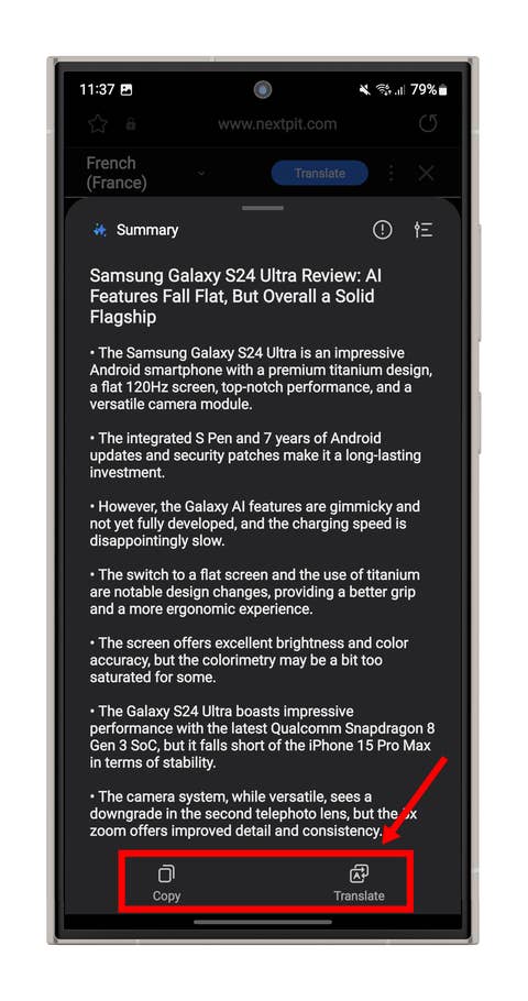 Screenshot der KI-Funktionen im Samsung-Browser