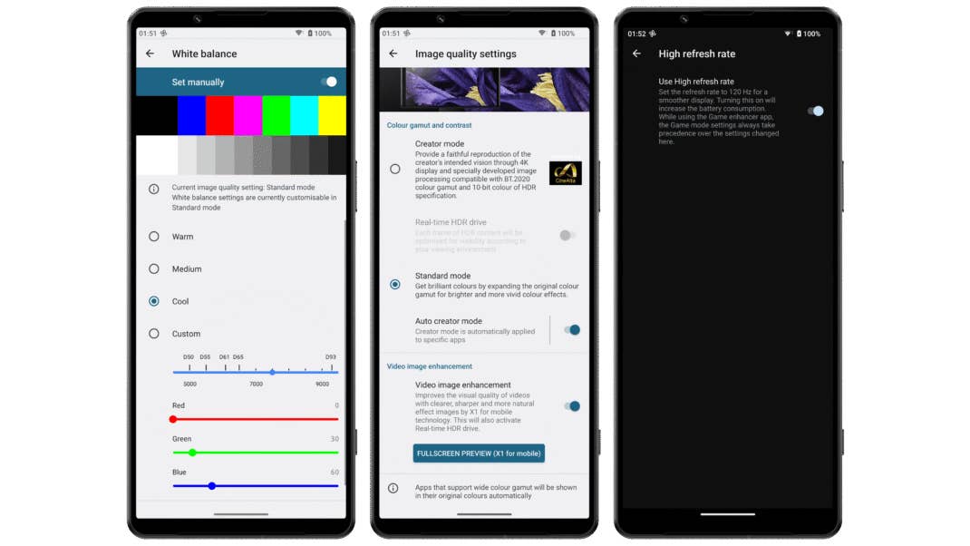 Screenshots der Display-Einstellungen Screenshots der Display-Einstellungen