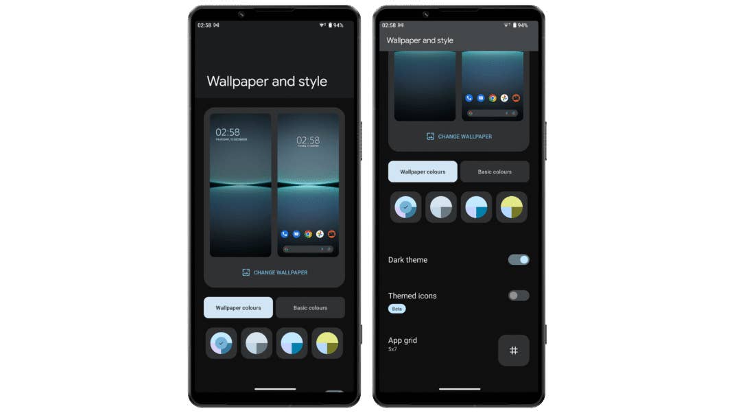 Screenshots der Wallpaper-Einstellungen Screenshots der Wallpaper-Einstellungen