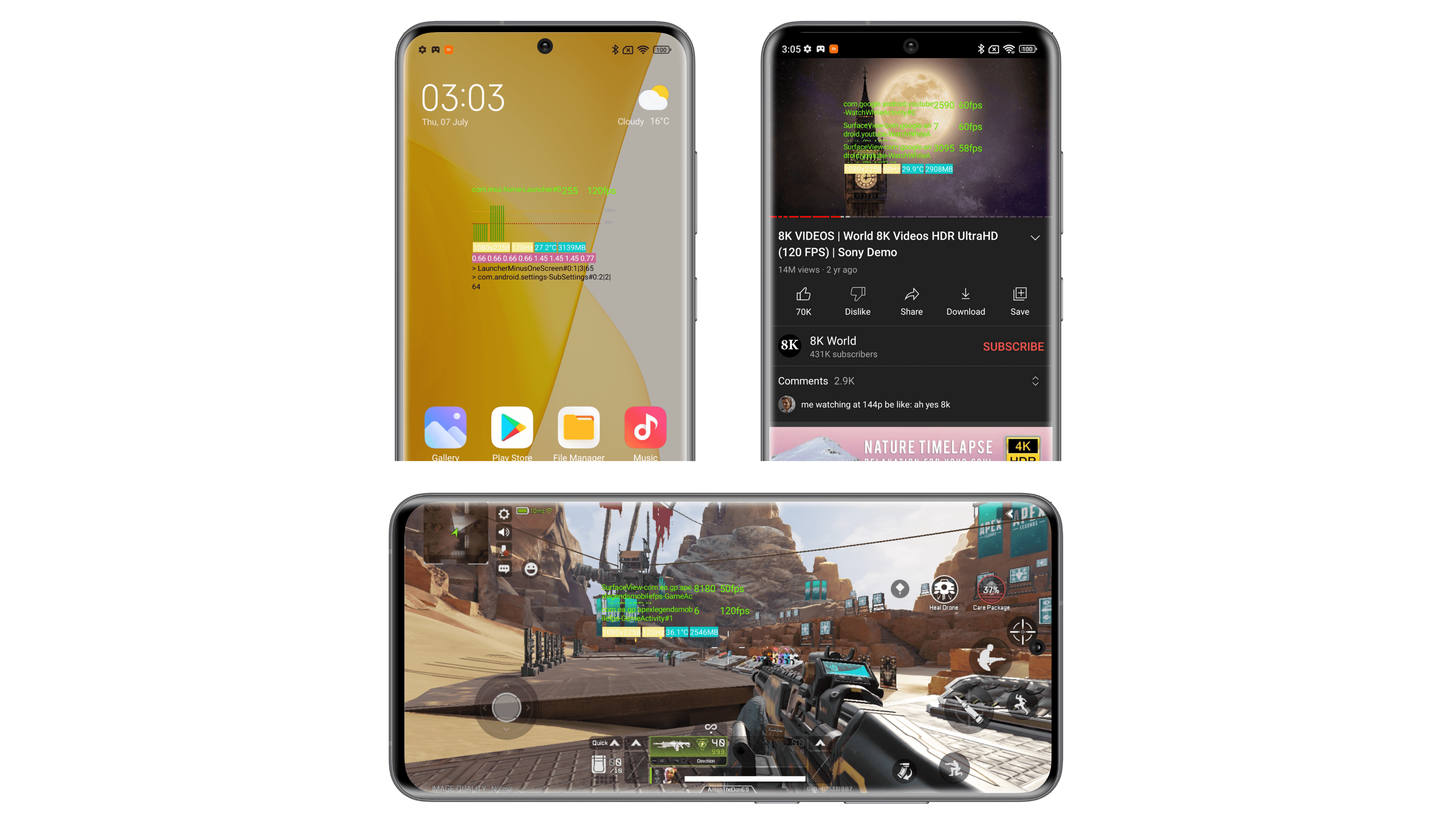 Xiaomi 12 Lite Bildwiederholrate Screenshots.