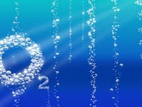 o2 Zeichen mit Wasserblasen