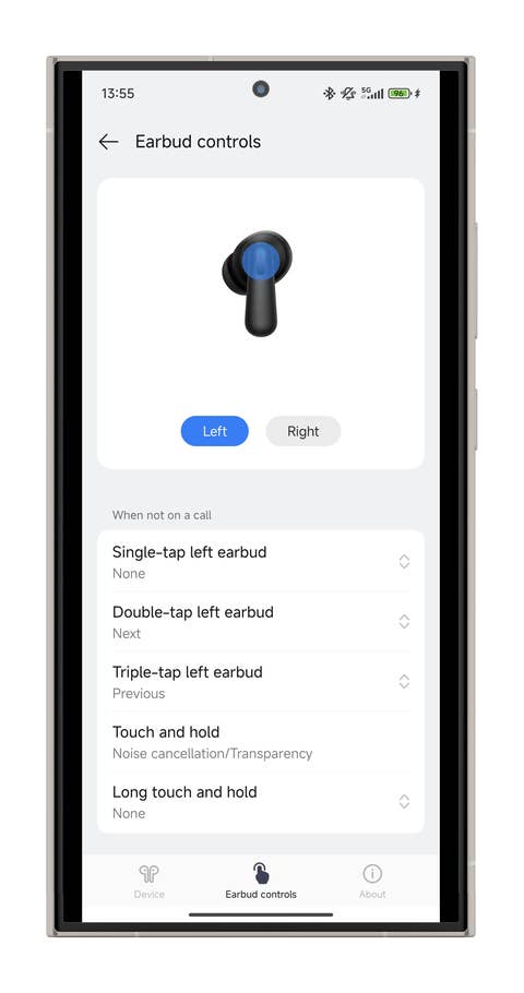Einstellungsbildschirm für OnePlus Nord Buds 3 Pro.