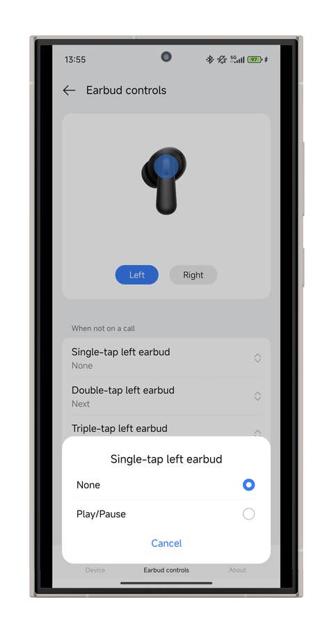 Einstellungsbildschirm für OnePlus Nord Buds 3 Pro.