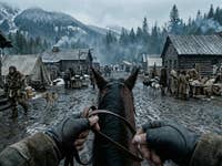 Mann reitet auf einem Pferd in den USA