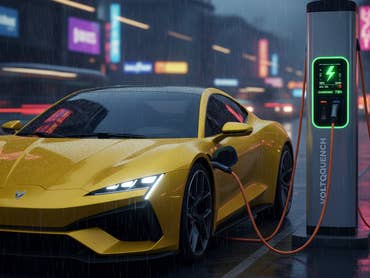 Auto an einer Schnellladesäule.