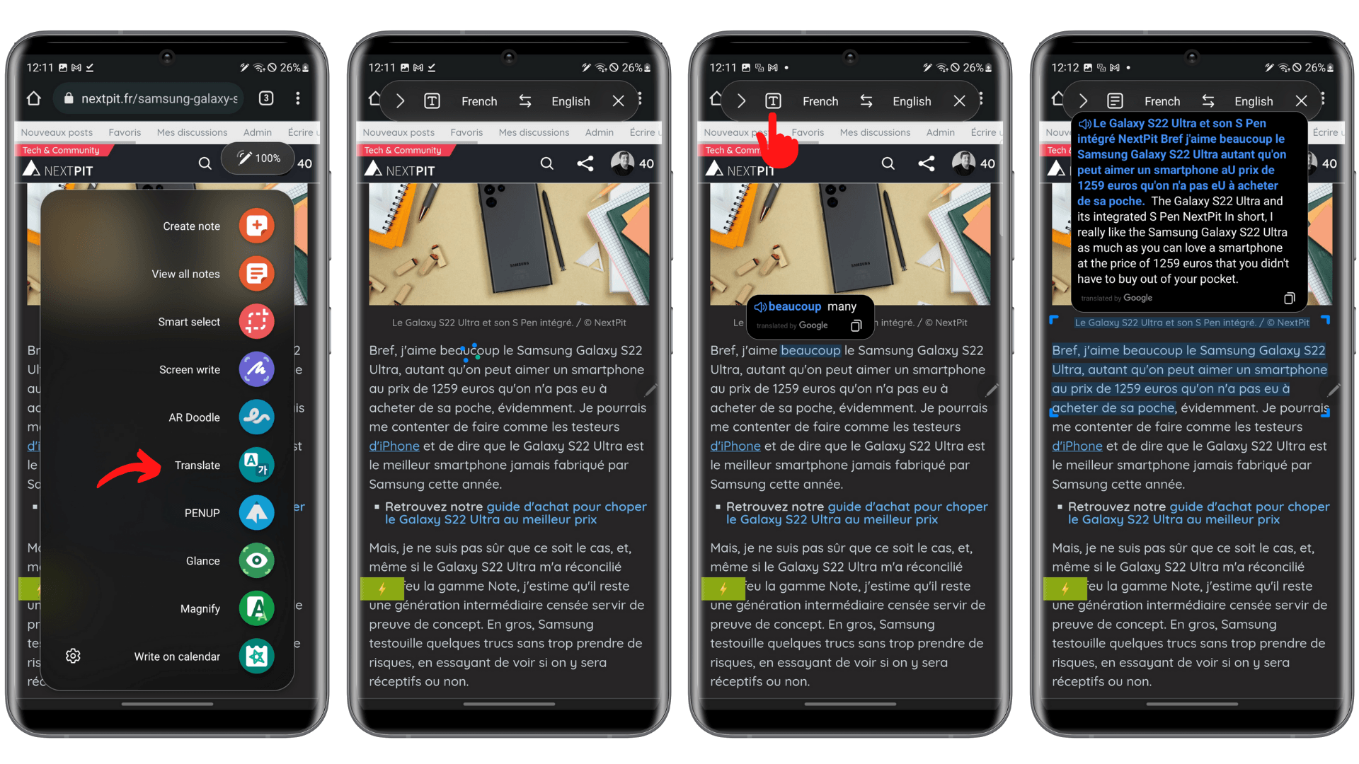 S Pen Screenshots zu Google Translate