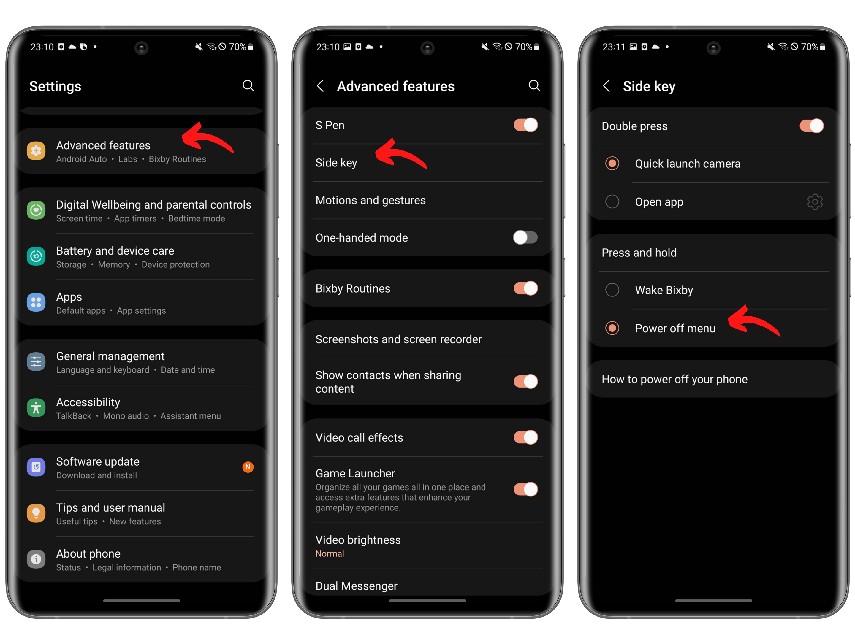 samsung first things set up side key