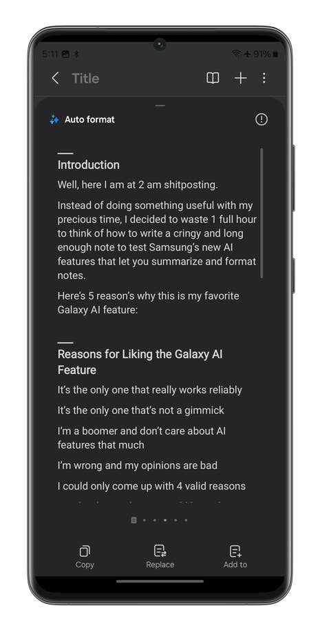 Screenshots der Samsung-Notizen-App auf dem Galaxy S24 Ultra