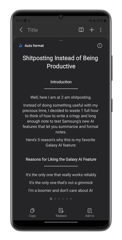Screenshots der Samsung-Notizen-App auf dem Galaxy S24 Ultra