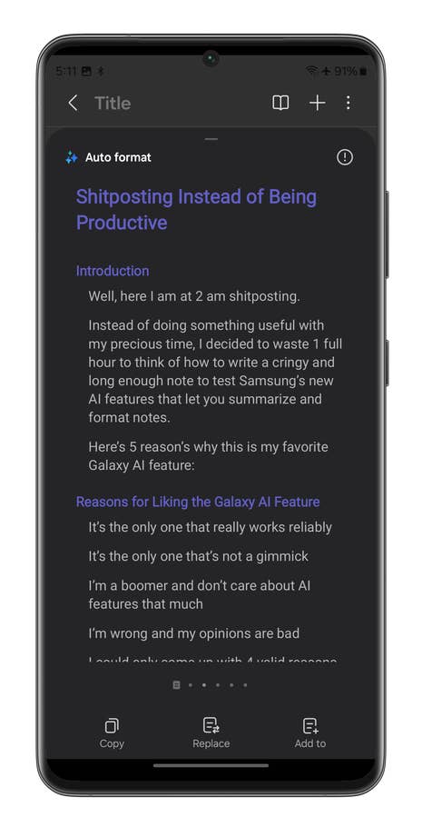 Screenshots der Samsung-Notizen-App auf dem Galaxy S24 Ultra